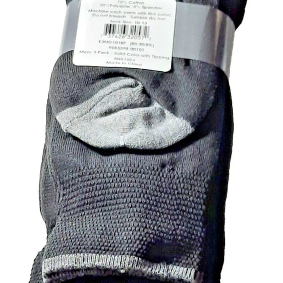 Men's ECCO 3 Pack Black Casual Socks Large New With Tags - Picture 4 of 6